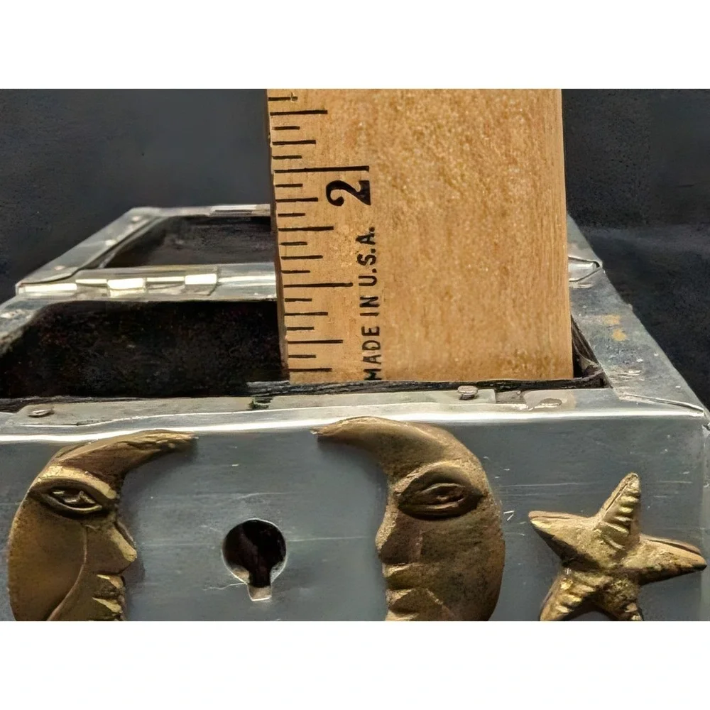 Celestial Sun Moon Star Forever Friends Pewter Wood Trinket Box 4